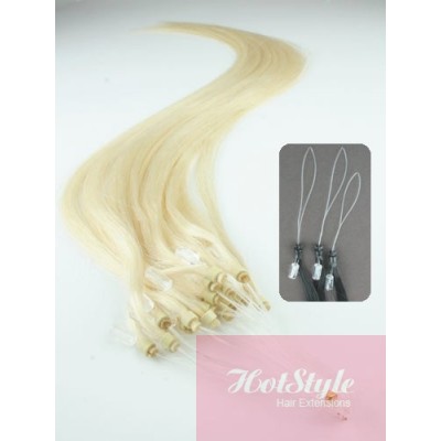 20 50cm Micro Ring Human Hair Extensions Platinum Blonde