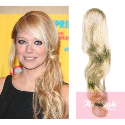Clip In Human Hair Ponytail Wrap Hair Extension 24 Wavy