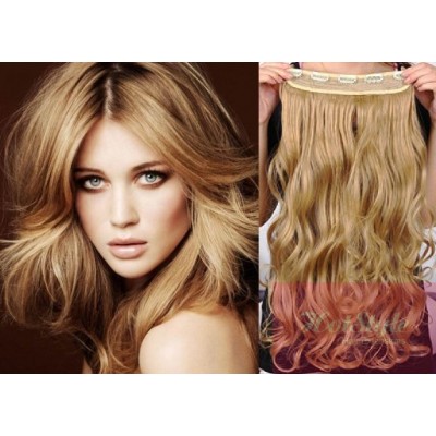 16 One Piece Full Head Clip In Hair Weft Extension Wavy Light