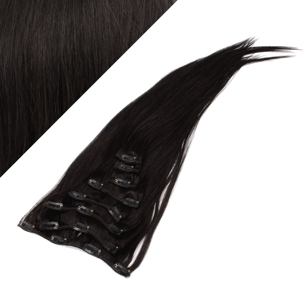 Clip in human hair Remy natural black 15 40cm Hair extensions hotstyle